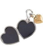 Locket That Holds 2 Pictures And A 14Ky Heart Dangle Sterling Silver & 14K Yellow Gold 16.30X15.00  Locket Holds 2 Pictures & 14Ky Heart Dangle