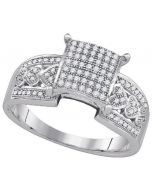 Wedding set 0.30ctw-dia micro-pave bridal ring real Diamond White-gold 10K real new