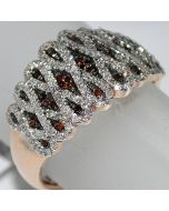 Red Diamond Band Ring 15mm Wide Cocktail Right hand Rose Gold 10K .5ctw