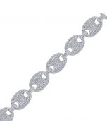 Sterling Silver Mens CZ Pave 12mm-26 inches Puff Mariner Link Chain-SLV-88543 SLV-88543