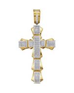 10kt Yellow Gold Mens Diamond Segmented Flared Cross Charm Pendant 1-1/10 Cttw 