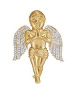 10kt Yellow Gold Mens Diamond Angel Cherub Charm Pendant 7/8 Cttw 
