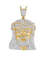  10kt Yellow Gold Mens Diamond Jesus Christ Messiah Charm Pendant 1-1/4 Cttw 