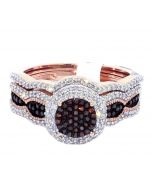 Cognac Diamond Bridal Set Rose Gold 0.5ct 10mm Wide 10KR 2pc Set