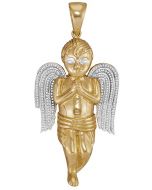 10kt Yellow Gold Mens Diamond Angel Cherub Charm Pendant 5/8 Cttw 