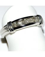 Mens Wedding Band Ring 0.5ct 14k White Gold 6mm Wide 5 Round Diamonds Channel Set Real (11.5)