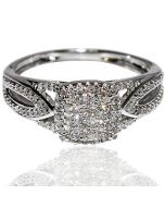 Halo Diamond Engagement Ring 0.25ct White Gold Vintage Bridal Ring