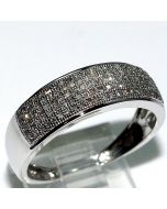 Wedding Band Mens 7mm Wide Domed Shape 0.33ct 10k White Gold Pave Set (7)