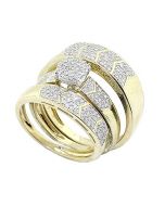 1/2cttw Diamond Trio Wedding Rings Set 10K Yellow Gold His and Her 3pc Set