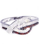 Cognac And White Diamond Ring 10K White Gold Fashion Anniversary Cocktail Ring 0.25ct