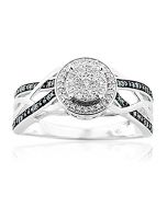 1/5cttw Diamond Blue And White Diamond Halo Engagement Wedding Ring 10K White Gold