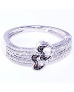 Diamond Heart Ring Cognac White Diamonds 0.15ct 10K White Gold