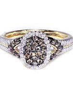 0.3ct Cognac And White Diamond Cocktail Engagement Ring Fashion 10K Gold Anniversary Ring