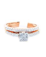 0.5ct Diamond Bridal Set 10K Rose Gold Square Shaped Pave Set Center