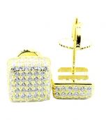 8mm Stud Earrings Cubes Sterling Silver Yellow Gold Finish Screw Back Fashion Earrings