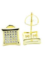 Kite Shaped Stud Earrings 8mm Wide Yellow Gold Finish Screw Back Sterling Silver