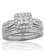 10K White Gold Wedding Rings Set 1/2ctw Diamonds Engagement ring and Band 10mm Wide(i2/i3, i/j)