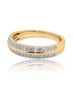 10K Gold Anniversary Wedding Band Ring 0.33ct Diamonds 4mm Wide 2 Rows Diamonds