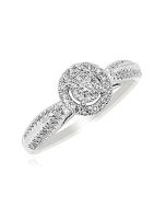 10K White Gold 0.25ct Diamond Engagement Ring 7.5mm Wide Promise Ring