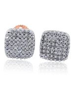 0.24ct Diamond Stud Earrings 10K Rose 7mm Wide Screw Back Cluster Fashion Earrings