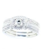 Princess Cut Diamond Bridal Wedding Ring Set 10K White Gold 0.5ctw 9mm Wide 2pc Set