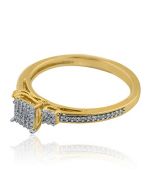0.15ct Diamond Engagement Ring Promise Ring Princess Cut Style Pave Set 10K Gold