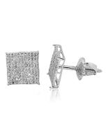 0.25ct Diamnod Stud Earrings Princess Cut Style Square 8.5mm Wide 10k White Gold
