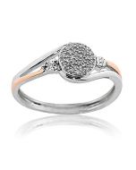 10K White and Rose Gold 0.15ctw Diamond Promise Engagement Ring Swirl