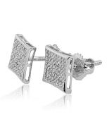 0.30ct Diamond Stud Earrings Square Shaped Princess Cut Style Pave Set 8.5mm Screw Back