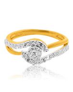 0.6ct Diamond Engagement Ring Swirl Style 10K Yellow Gold 8mm Wide
