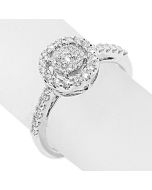 0.4ct Diamond Engagement Ring Double Halo 10K White Gold 9.5mm Wide