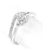 0.45ct Diamond Bridal Engagement Ring Swirl Style 10K White Gold 8mm Wide