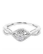 0.35ct Diamond Engagement Ring Infinity Style Sides 10K White Gold 7.5mm Wide