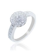 0.6ct Diamond Bridal Engagement Ring 10k White Gold 10mm Wide Halo Vintage