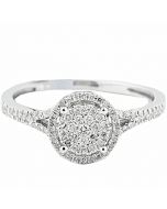0.25ct Diamond Bridal Engagement Ring Round Halo 8.5mm Wide 10K White Gold