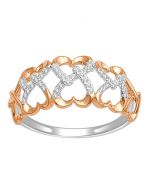 0.11ct Diamond Ring Woven Hearts Fashion Ring 10K Rose Gold 9.5mm