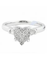 0.4ct Diamond Heart Engagement Ring Baguette Side Diamonds 10K White Gold