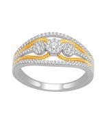 0.33ct Diamond Bridal Wedding Ring Two Tone 10K White Gold 9.5mm Wide