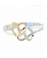 0.15ct Diamond Heart Ring Rose And White Gold 10K 9mm Intertwining Hearts