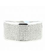 Mens Wedding Band 0.75ctw Diamond 11mm Wide 10K White Gold Pave Set