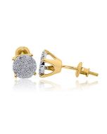 6mm Round Earrings Cluster 0.25ctw Diamonds 10K Yellow Gold Screw Back