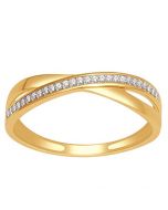 Criss Cross Wedding Band Ring 10K Yellow Gold 0.07ctw Diamond Infinity Ring