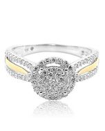 0.49ct Diamond Engagement Ring 10K Rose and White Gold 9mm Halo