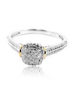 10K White and Rose Gold Engagement Ring 0.34ctw Diamonds Pave Set 7.5mm