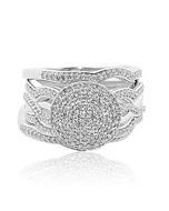 Halo Style Infinity Bridal Set 10K White Gold 0.75ctw Diamonds Extra Wide 13mm 3pc Set