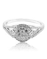 0.51ct Diamond Engagement Ring Vintage 10K White Gold 9mm Wide