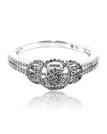 0.21ct Diamond Engagement Promise Ring 10K White Gold 7.5mm Wide