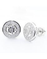 Ladies Stud Earrings Sterling Silver Round Fashion Stud CZ Screw Back 11MM