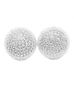 Mens Stud Earrings Silver Silver Large Round Disc CZ Screw Back 13.5MM
