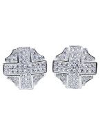 Womens or Mens Stud Earrings Sterling Silver Stud Earrings With Cz Screw Back 10.5MM